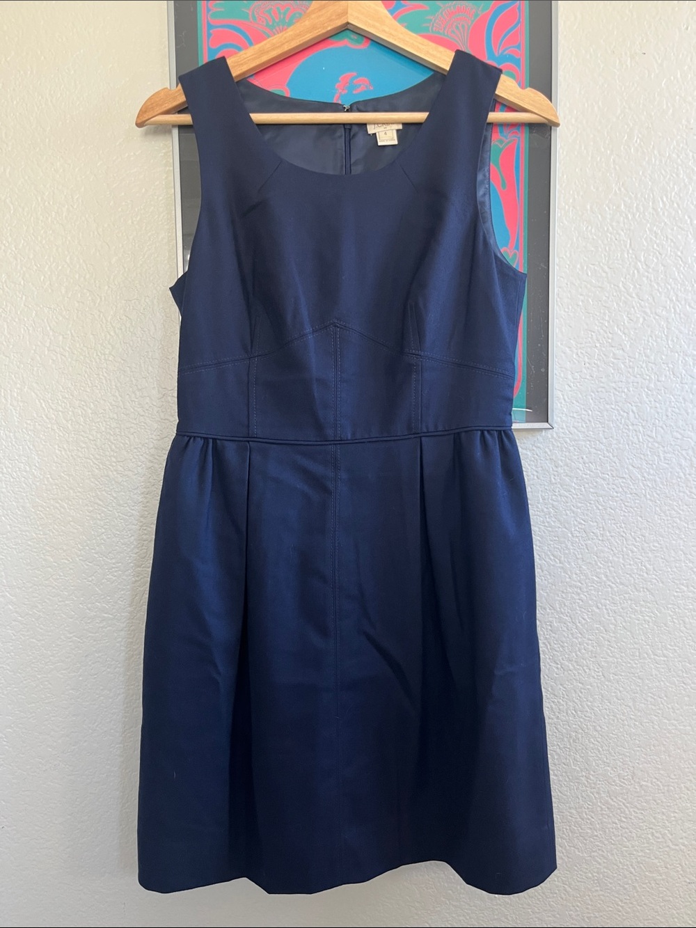 J. Crew Navy Sleeveless Fit-and-Flare Midi Dress